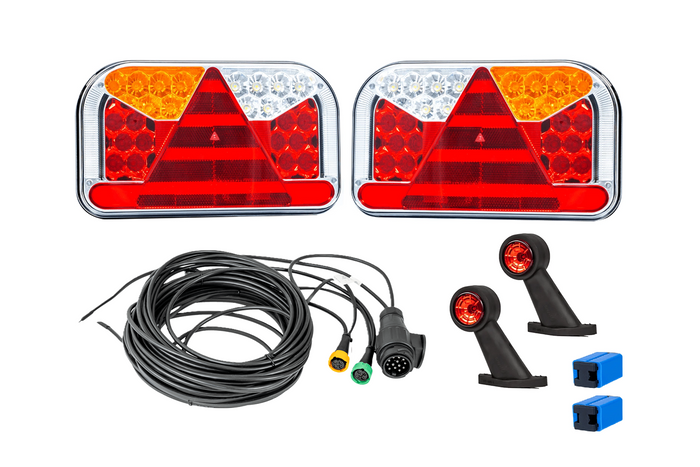 Set luci: luci posteriori a LED FRISTOM FT-170 + luci di posizione laterali a LED FRISTOM FT-009 + cablaggio MANTES 7m 13 PIN
