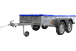 Rimorchio a due assi 264x125 UNITRAILER GARDEN 264/2 KIPP con telaio H-0 e telone blu