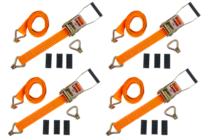 Set di quattro cinghie di trasporto a 3 punti con tendicinghia per rimorchio UNITRAILER 3m/50mm/4t arancione