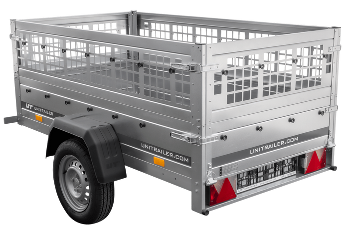 Rimorchio leggero Unitrailer Garden Trailer 200 kipp (new) con ruotino e sovrasponde a rete