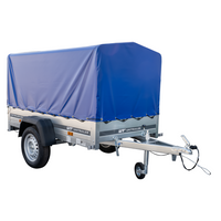 Rimorchio auto leggero 200 x 106 con ruota di supporto, telone blu e centina PTT 750 KG Garden Trailer 200 KIPP