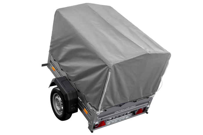 Rimorchio carello trasporto cose rimorchio leggero 750 kg Unitrailer Garden Trailer 150 kipp con ruotino centina e telo grigio
