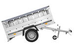 Rimorchio monoasse 200x106 UNITRAILER GARDEN 200 KIPP con sponde in rete e telone grigio
