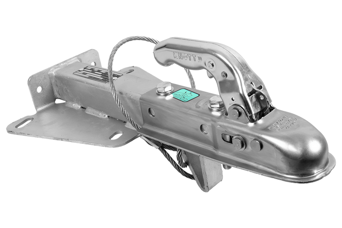 Gancio di traino KNOTT K7.5-H+KZE7.5 con supporto e cavo per rimorchio da 750 kg con timone a V.
