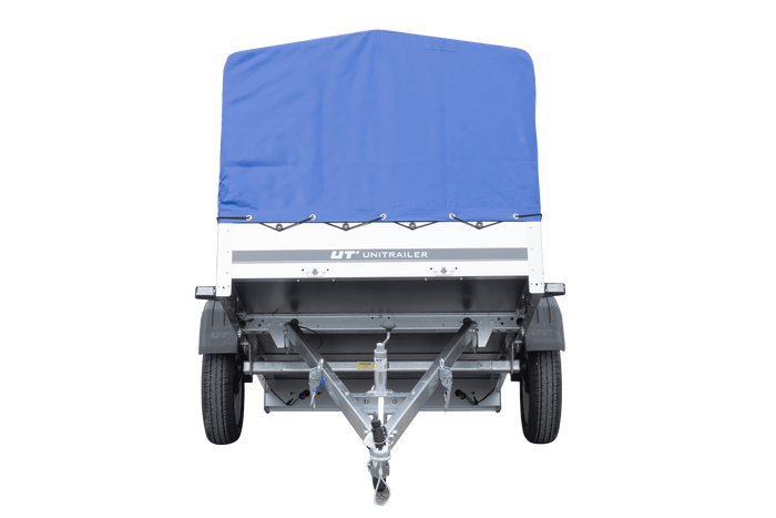 Rimorchio leggero 200x125 UNITRAILER GARDEN 201 KIPP con telaio H-800 e telone blu