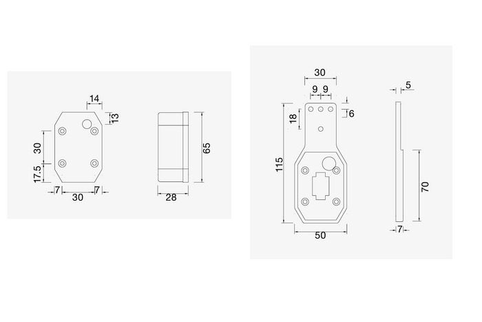 Faro di posizione sinistro a LED ASPÖCK FLEXIPOINT con staffa, bianco/rosso