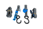 Set di due cinghie di trasporto HILLS da 3 m/25 mm/1 t con tenditore e due imbracature da 0,45 m per il fissaggio della motocicletta