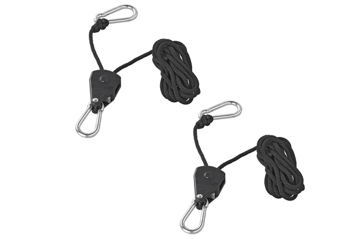 Set di due verricelli a fune metallica ProPlus 320054, paranco a fune con cricchetto, 2,5 m, 68 kg