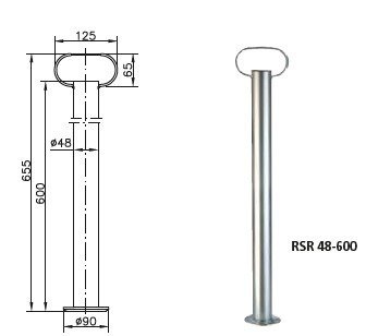 Supporto fisso con morsetto WINTERHOFF RSR48-600+KLE48 150kg 48mm 600mm