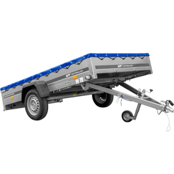 Rimorchio monoasse 264x150 UNITRAILER GARDEN 265 KIPP con telaio H-0 e copertura blu