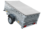 Rimorchio leggero Garden Trailer 230 kipp con ruotino sovrasponde e telone grigio