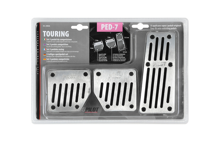 Copripedali LAMPA TOURING BLACK PILOT in alluminio con gomma antiscivolo