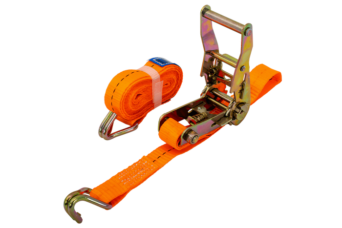 Set di quattro cinghie di trasporto UNITRAILER arancioni da 4 m/25 mm/1 t con tenditore