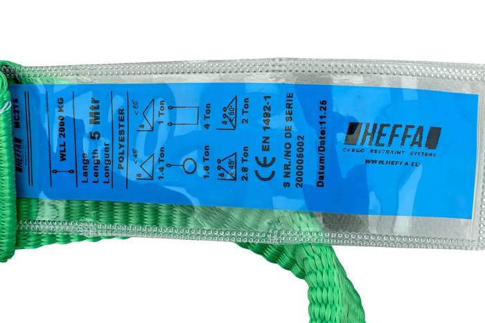 Cinghia per gru HEFFA 5m/60mm/2t con anelli