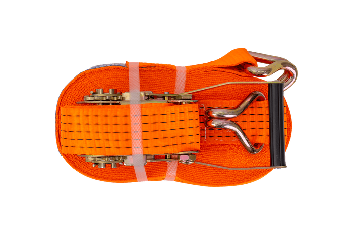Set di quattro cinghie di trasporto UNITRAILER arancioni da 15 m/50 mm/5 t con tenditore