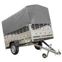 Ribaltabile 1 asse 230 x 125 Garden Trailer 230 KIPP con sovrasponde in rete e centina H-800 con telo grigio