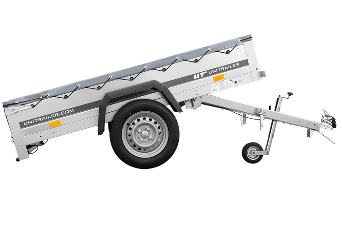 Rimorchio monoasse 200x106 UNITRAILER GARDEN 200 KIPP con telaio H-0 e copertura grigia