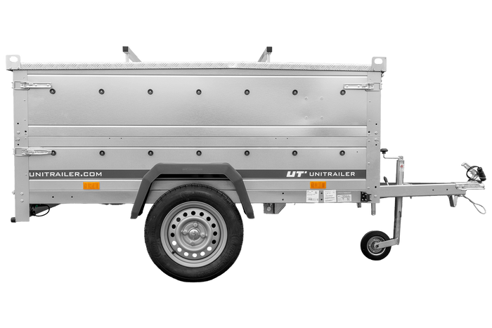 Rimorchio leggero 200x125 UNITRAILER GARDEN 201 KIPP con sponde BIS e copertura in alluminio