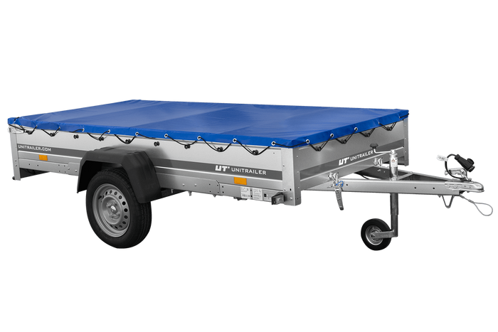 Rimorchio leggero 264x125 UNITRAILER GARDEN 264 KIPP con telaio H-0 e copertura blu