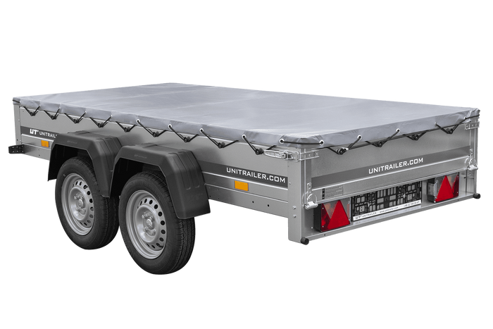 RIMORCHIO LEGGERO BIASSE CON RUOTINO D'APPOGGIO CENTINA H0 E TELONE GRIGIO GARDEN TRAILER 264/2 KIPP