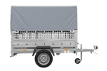 Rimorchio monoasse 200x125 UNITRAILER GARDEN 201 KIPP con sponde in rete, telaio H-800 e copertura grigia