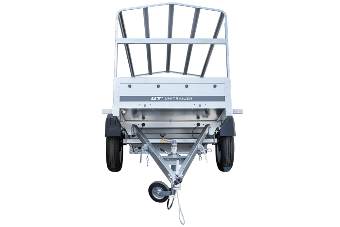 Rimorchio auto leggero 200 x 106 con ruota di supporto, telone blu e centina PTT 750 KG Garden Trailer 200 KIPP