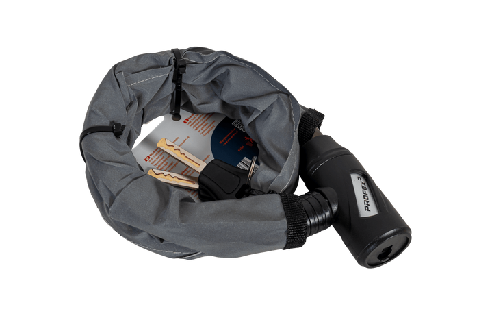 Lucchetto per bicicletta PROFEX Reflex con corazza in acciaio, lungo 70 cm.