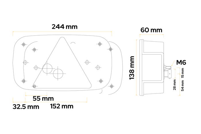 Luci posteriori ASPÖCK Multipoint III con attacco a baionetta a 5 pin e 7 funzioni (sinistra + destra)