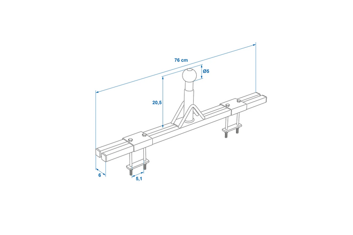 Adattatore per portabici da gancio di traino ProPlus 330238 per roulotte con timone da 760 mm