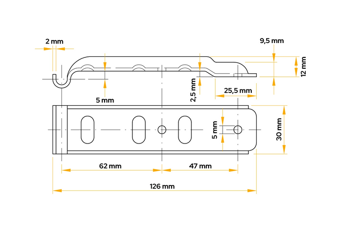 Gancio laterale con fermo UNITRAILER BV 10-1+BVG 10-B chiusura laterale completa del rimorchio