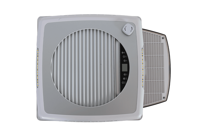 Ventilatore da tetto automatico PUNDMANN PLUS FAN per camper con illuminazione e tendina avvolgibile 400×400mm