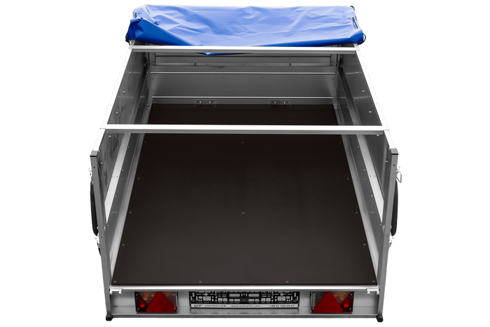Rimorchio per auto 200x125 UNITRAILER GARDEN 201 KIPP con sponde BIS e telone blu
