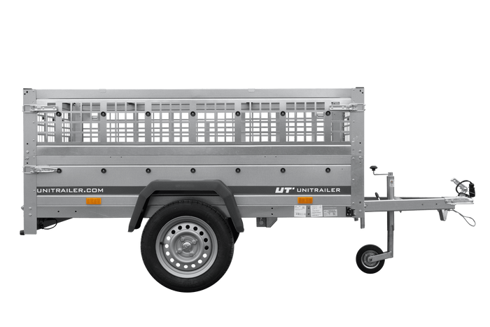 Rimorchio monoasse 200x125 UNITRAILER GARDEN 201 KIPP con sponde in rete