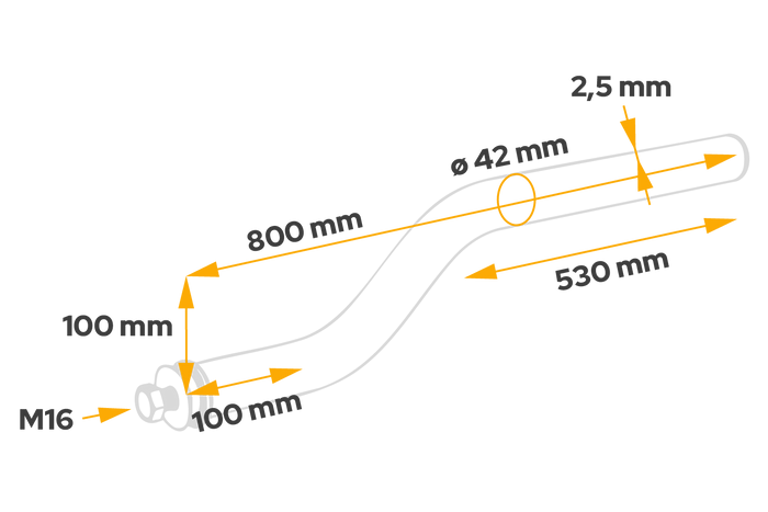 Tubo piegato per il montaggio del parafango DOMAR DK8026, diametro staffa 42mm