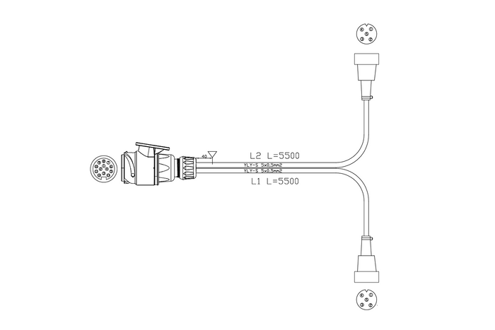 MANTES installazione elettrica, cablaggio per rimorchio barca, 5,5 m, spina a 13 pin, 2 baionette a 5 pin