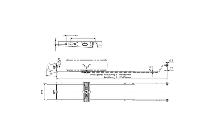 Supporto ruota di scorta KNOTT per roulotte 1200-1500mm