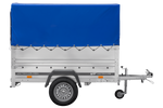 Rimorchio per auto 200x106 UNITRAILER GARDEN 200 KIPP con sponde BIS, telaio H-800 e telo di copertura blu
