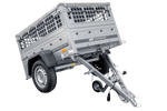 Rimorchio per auto 150x106 UNITRAILER GARDEN 150 KIPP con lati in rete e copertura grigia