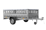 Rimorchio leggero su molle 264x150 UNITRAILER GARDEN 265/R KIPP con sponde in rete, telaio H-0 e copertura grigia