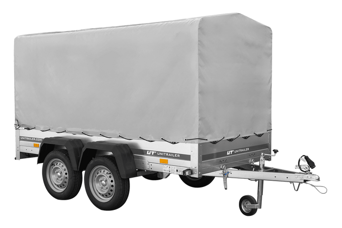 Rimorchio a due assi 264x125 UNITRAILER GARDEN 264/2 KIPP con telaio H-1100 e telone grigio