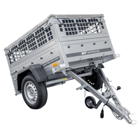 rimorchio leggero senza freni 750 kg Unitrailer Garden Trailer 150 kipp (new) con ruotino sovrasponde a rete e telo grigio