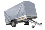 Rimorchio monoasse 264x150 UNITRAILER GARDEN 265 KIPP con telaio H-1100 e copertura grigia