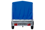 Rimorchio per auto 264x125 UNITRAILER GARDEN 264 KIPP con telaio H-1100 e copertura blu