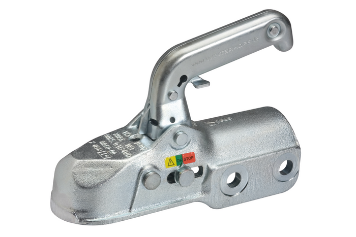 Gancio di traino WINTERHOFF WW 350-RCH-1616 per rimorchio da 3500 kg con timone in tubo da 60 mm, in ghisa.