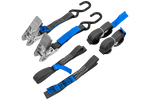 Set di due cinghie di trasporto HILLS da 3 m/25 mm/1 t con tenditore e due imbracature da 0,45 m per fissare la motocicletta.