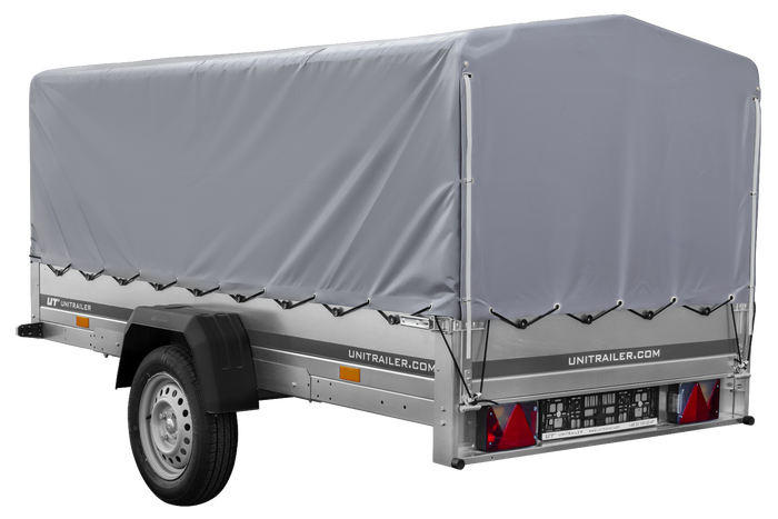 RIMORCHIO CARRELLO LEGGERO 750 KG + RUOTINO + CENTINA CON TELO GRIGIO UNITRAILER GARDEN TRAILER 264 KIPP