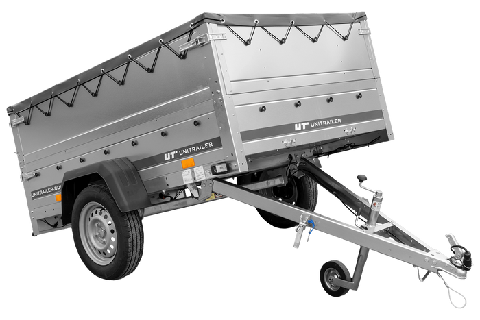 Rimorchio leggero 200x125 UNITRAILER GARDEN 201 KIPP con sponde BIS e copertura grigia