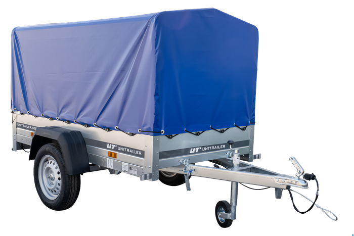 Rimorchio monoasse 200x106 UNITRAILER GARDEN 200 KIPP con telaio H-800 e telone blu