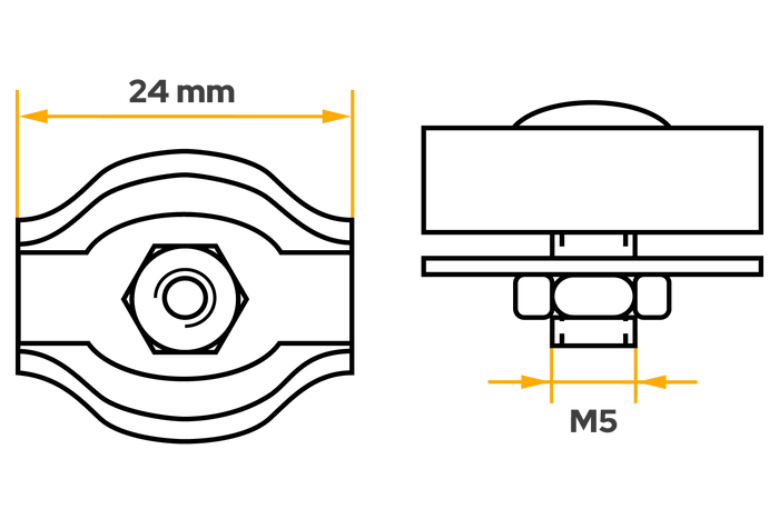 Morsetto per corda a sella singola DROMET ZLS1.5 morsetto per corda 5 mm
