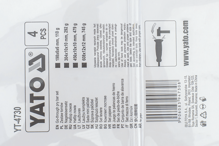 YATO YT-4730 piedi di porco con manico, set da 4.